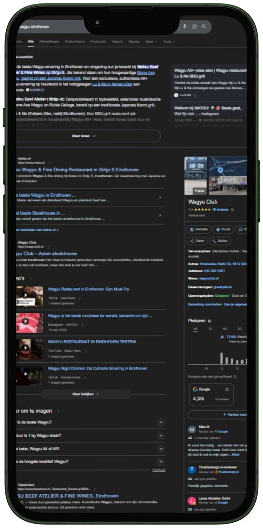 Posición de Matsu Wagyu Eindhoven en Google